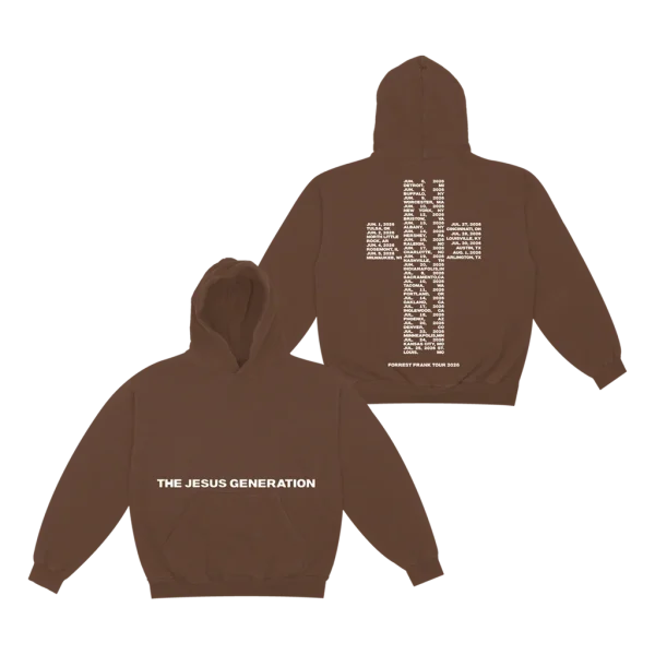 Forrest Frank Merch - The Jesus Generation Tour Brown Hoodie Front and Back