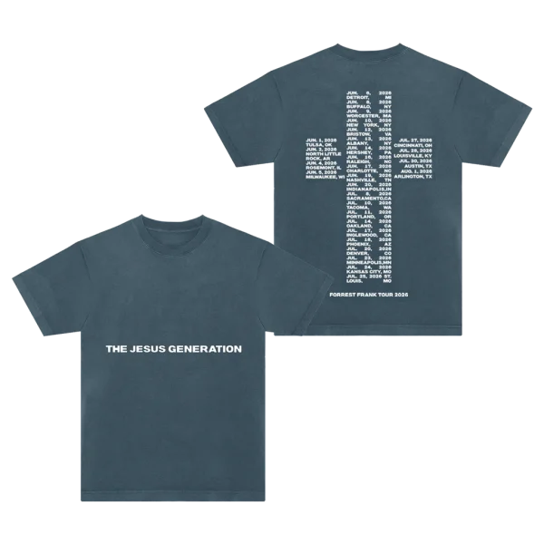 Forrest Frank Merch - The Jesus Generation Tour Navy T-Shirt Front and Back